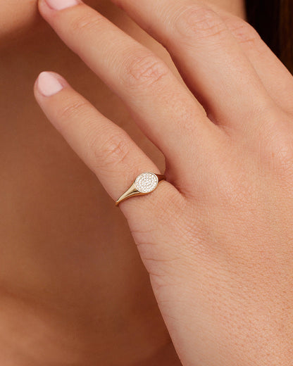 14K Diamond Pavé Signet Ring
