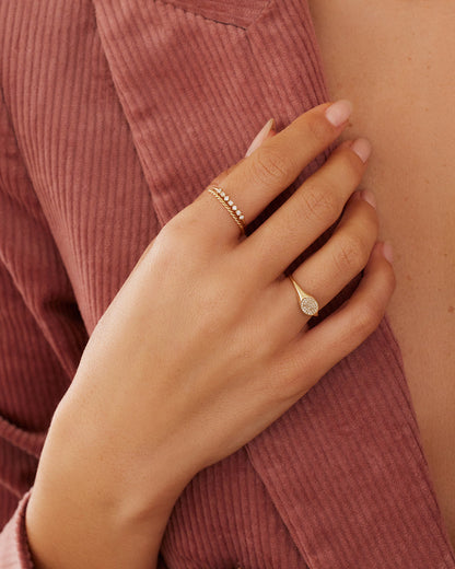 14K Diamond Pavé Signet Ring
