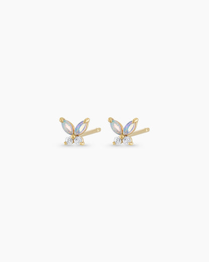 14K Gold Opal Butterfly Studs
