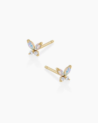 14K Gold Opal Butterfly Studs