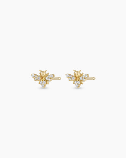 14K Diamond Bee Studs