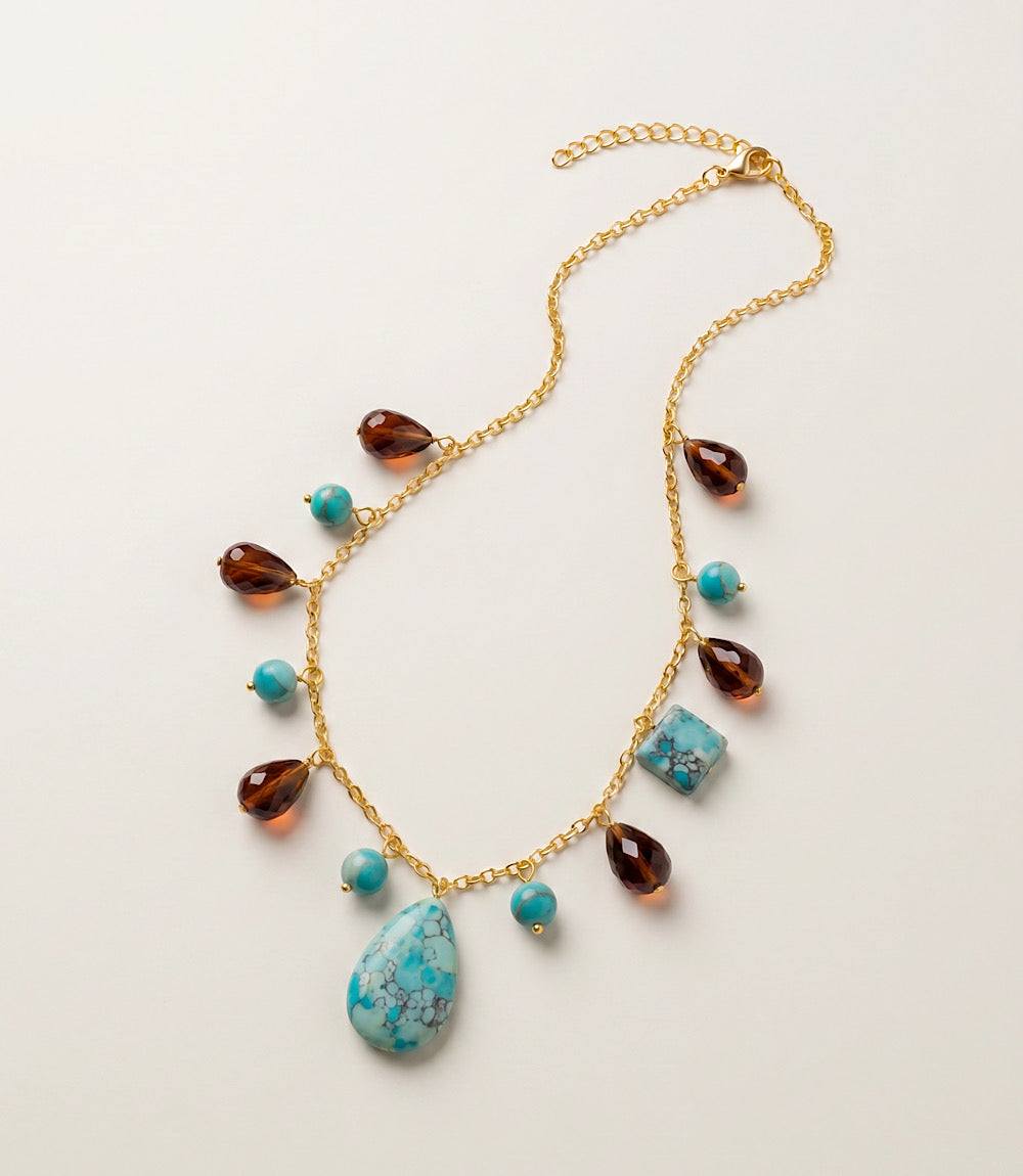 Dangling Turquoise And Gemstone Necklace