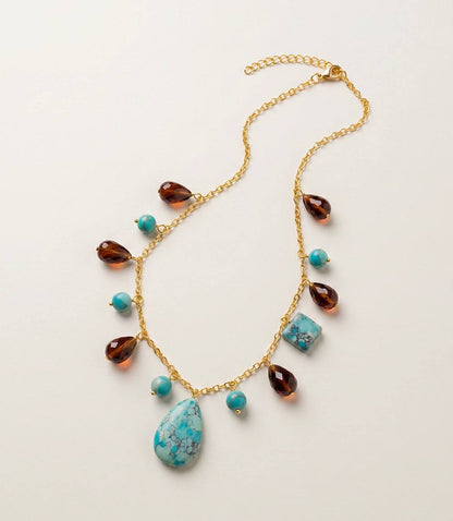 Dangling Turquoise And Gemstone Necklace