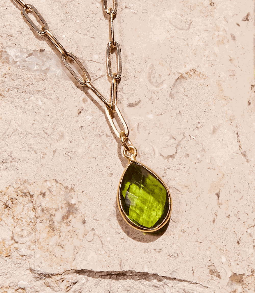 Peridot Gemstone Teardrop Necklace