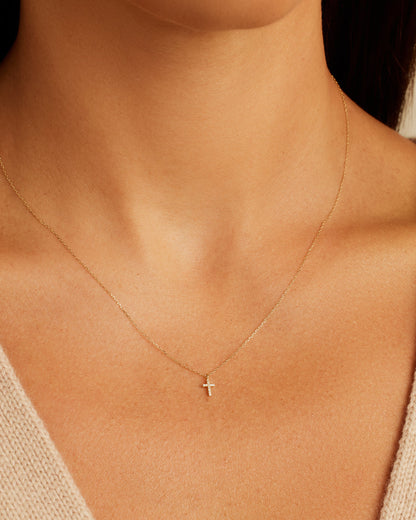 14K Diamond Cross Necklace