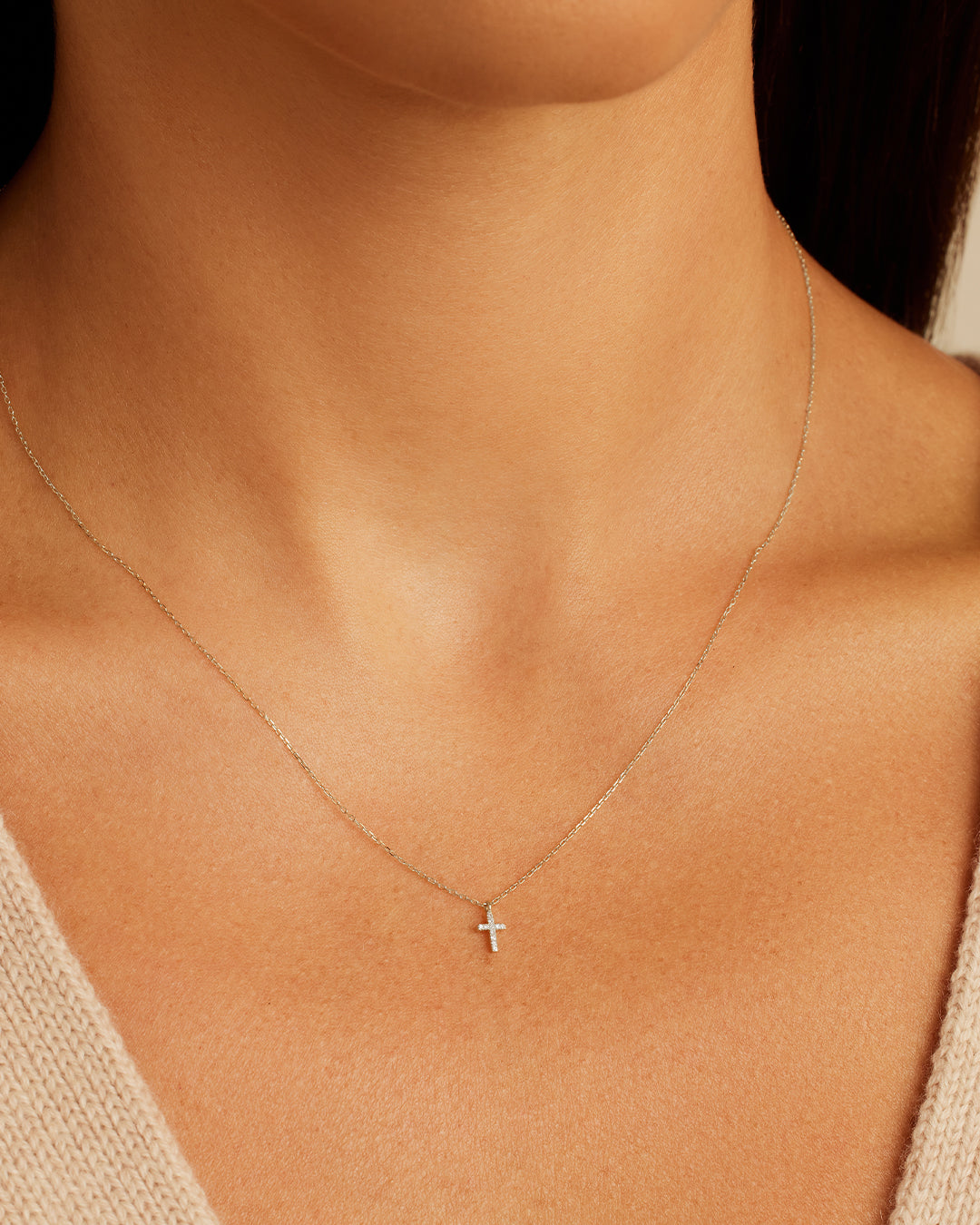 14K Diamond Cross Necklace