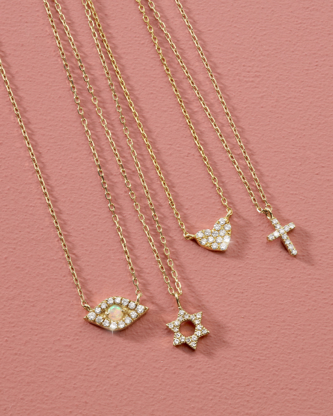 14K Diamond Star of David Necklace