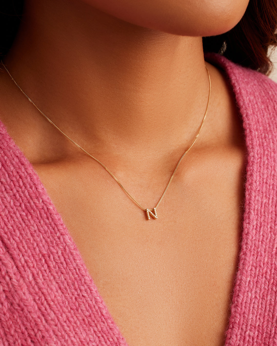 14K Diamond Alphabet Necklace