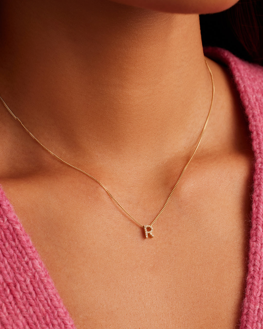 14K Diamond Alphabet Necklace