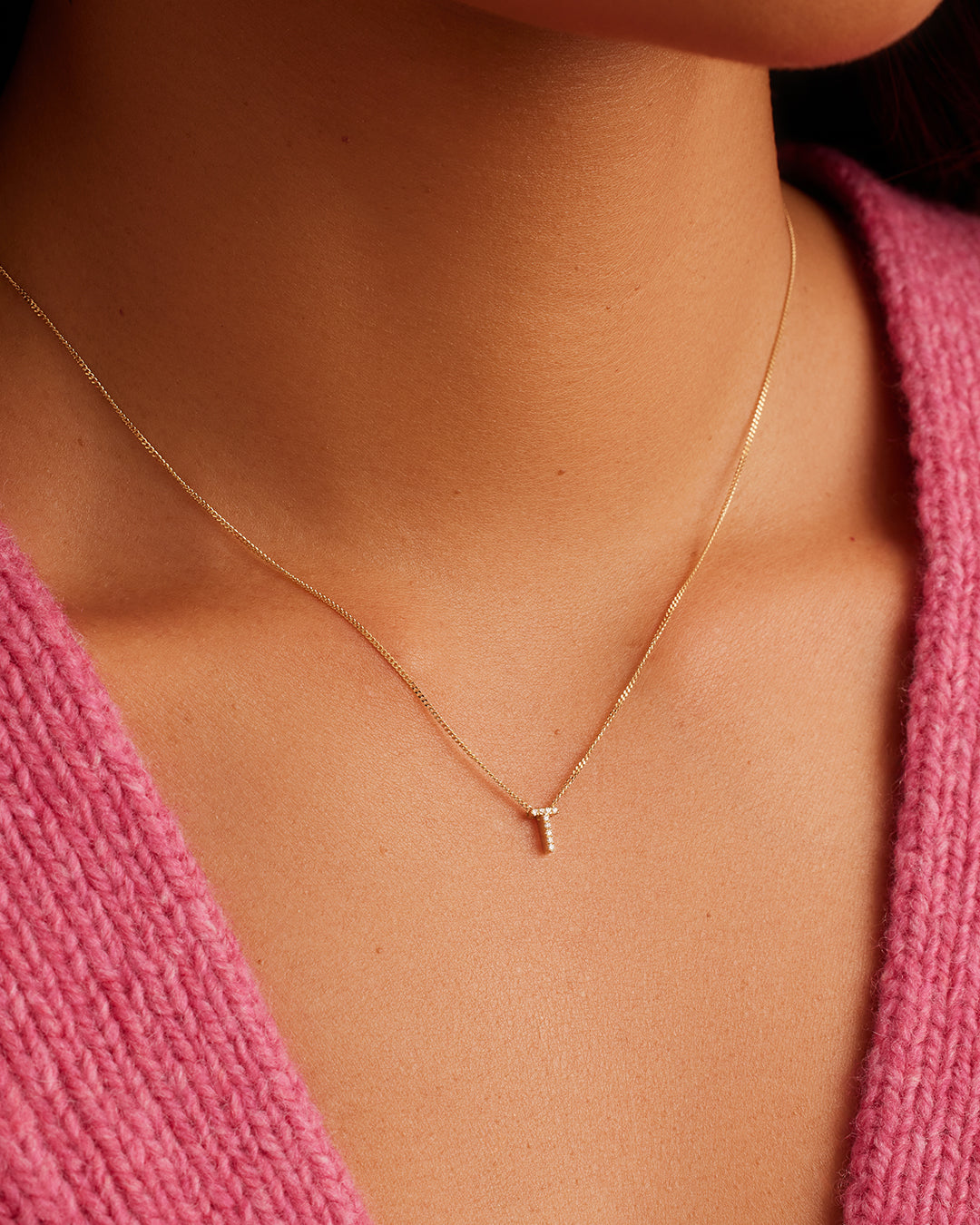 14K Diamond Alphabet Necklace