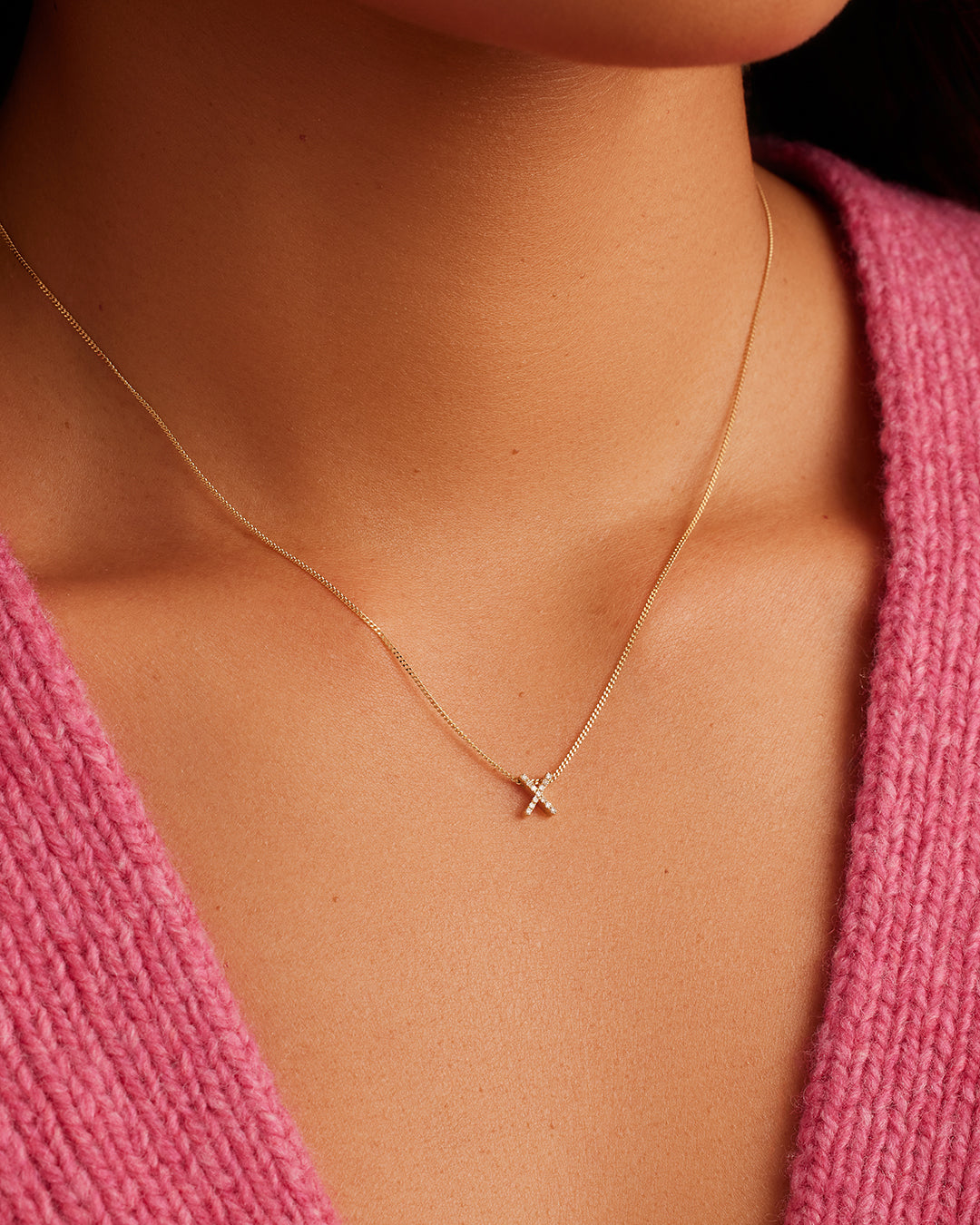 14K Diamond Alphabet Necklace