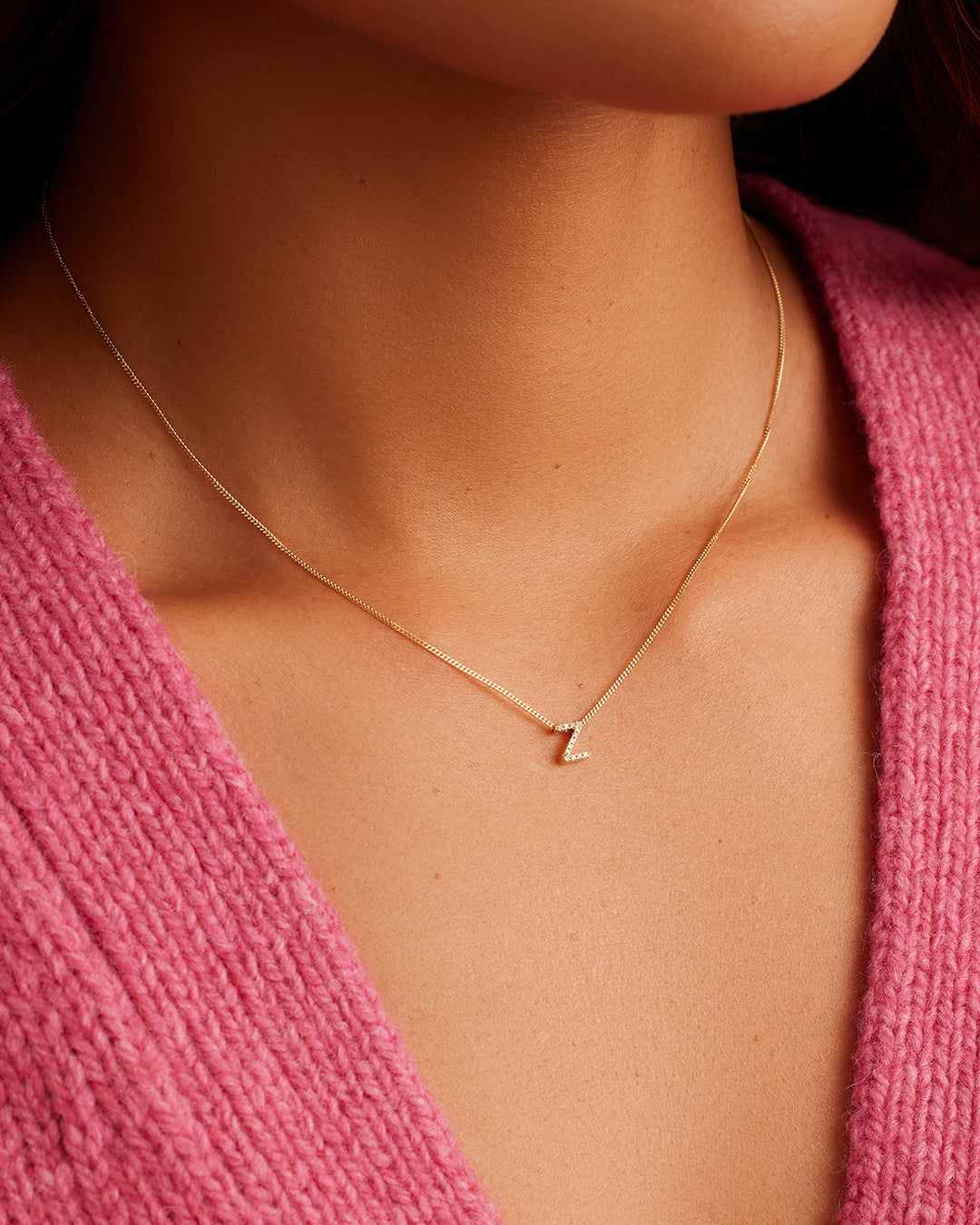 14K Diamond Alphabet Necklace