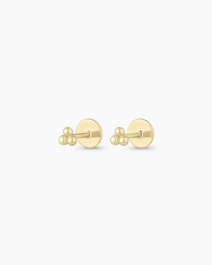 14K Gold Trio Flat Back Studs
