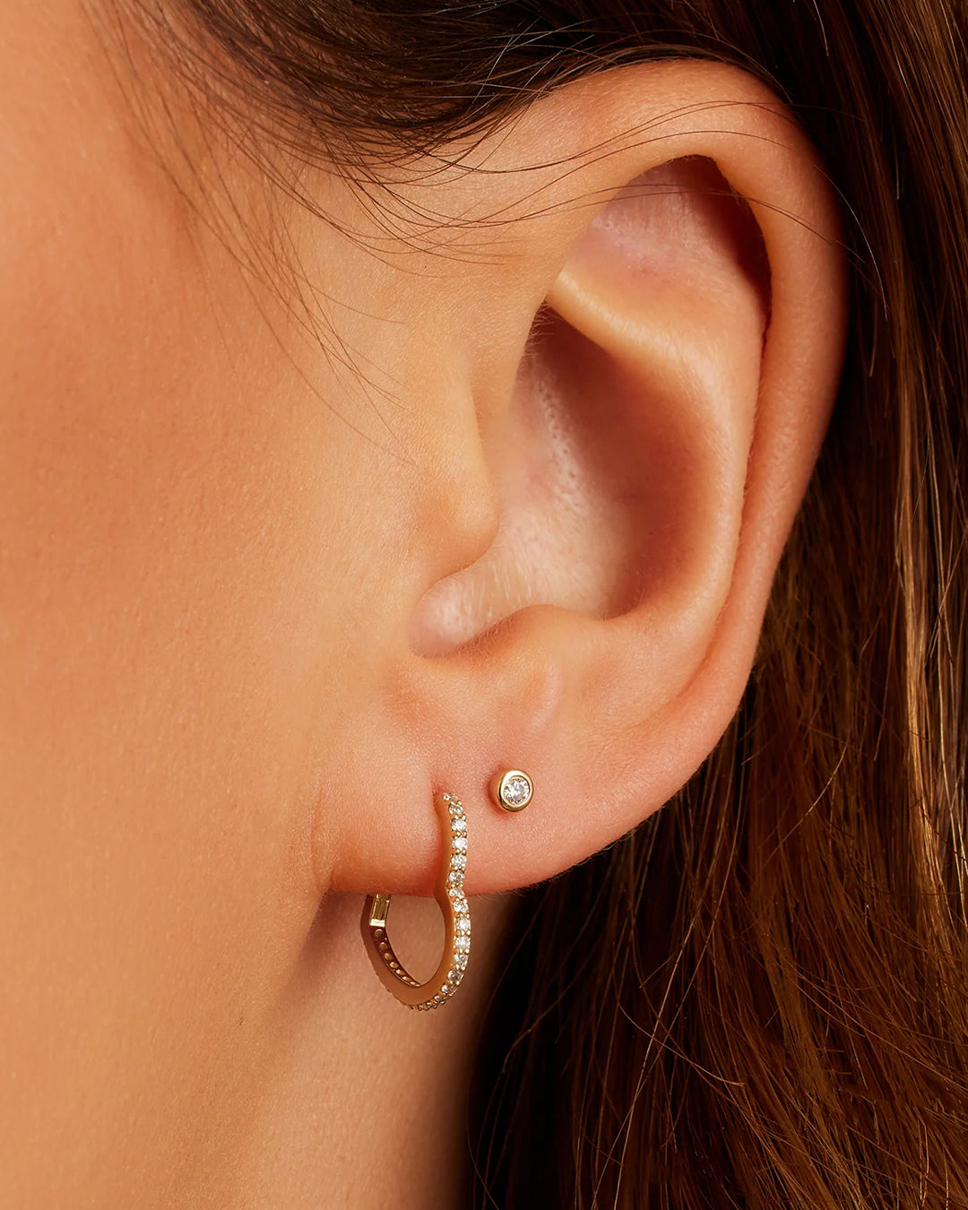 14K Classic Diamond Flat Back Single Stud