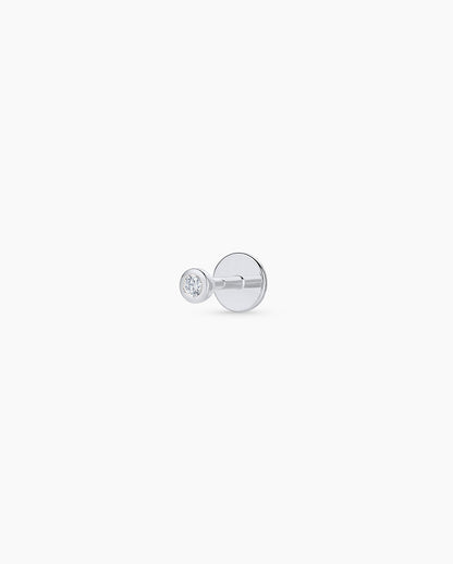 14K Classic Diamond Flat Back Single Stud
