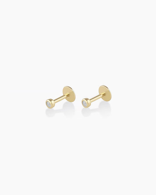14K Classic Diamond Flat Back Studs