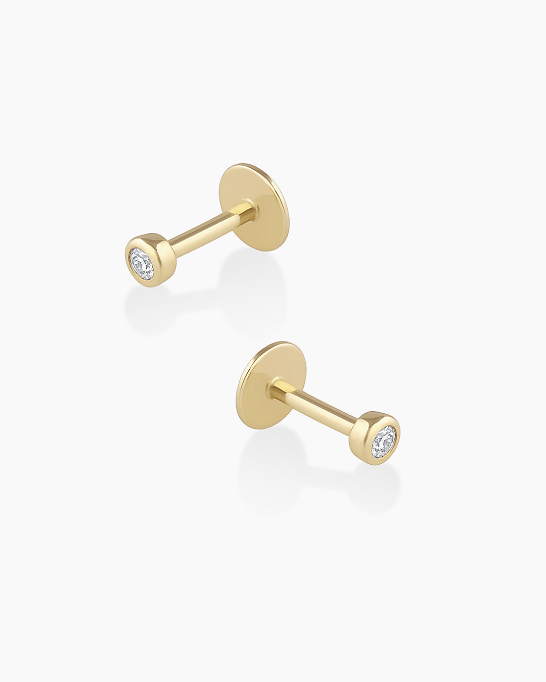 14K Classic Diamond Flat Back Studs