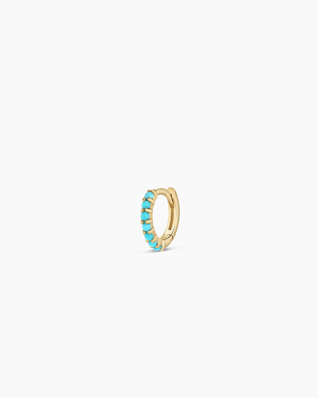14K Gold Turquoise Row Single Huggie
