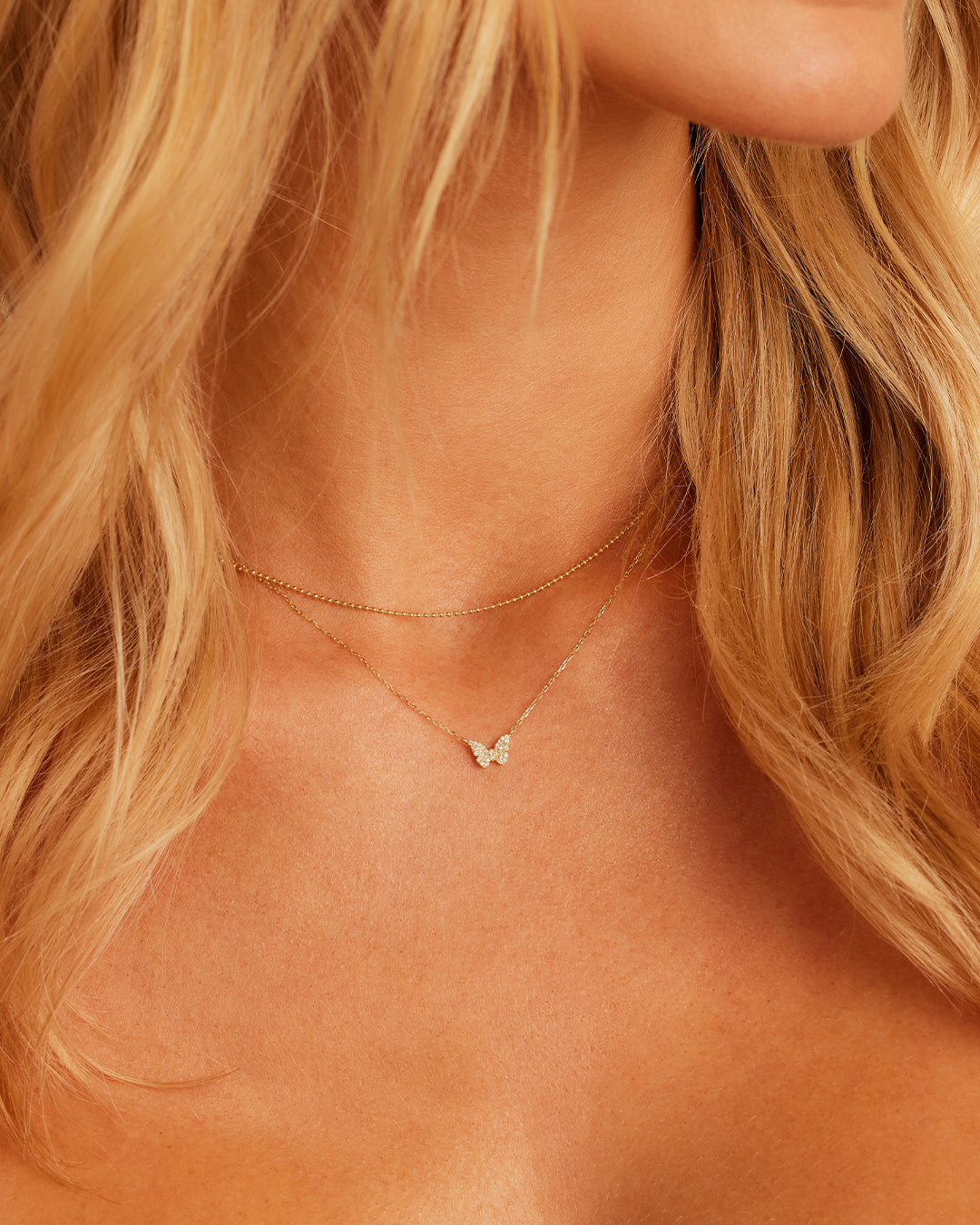 14K Diamond Butterfly Necklace