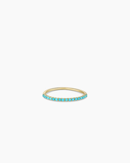 14K Gold Turquoise Row Ring