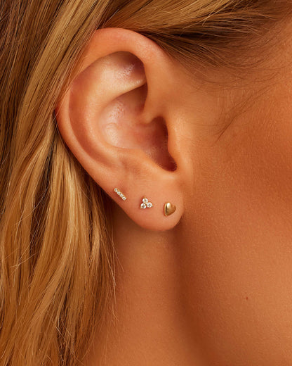 14K Diamond Bali Flat Back Single Stud