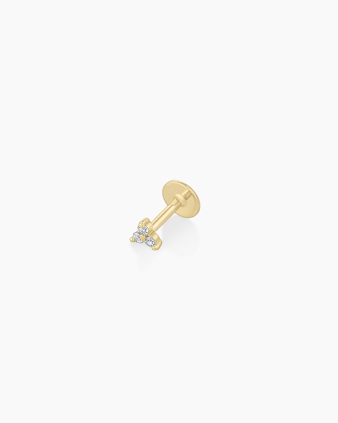 14K Diamond Bali Flat Back Single Stud
