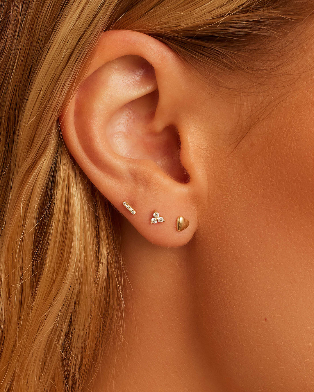 14K Diamond Pavé Bar Flat Back Studs