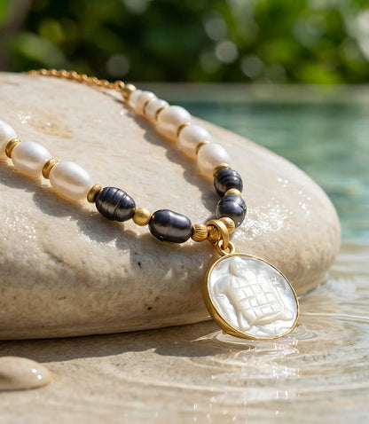 Sea Turtle Charm Mother Of Pearl Pendant Necklace