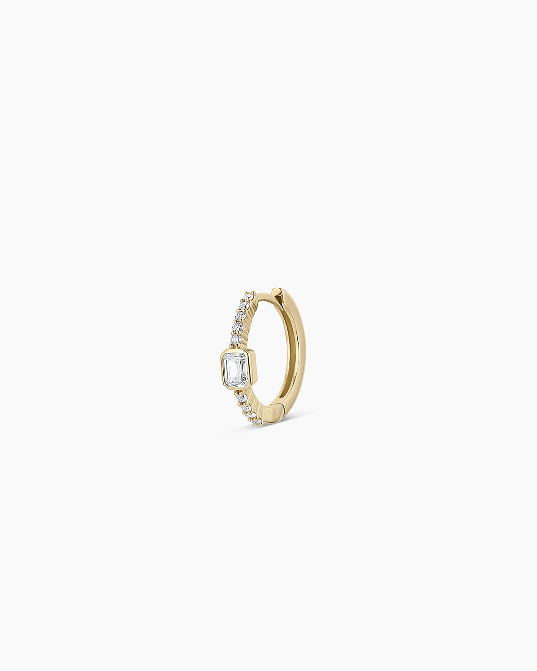 14K Lab Grown Diamond Emerald Single Huggie