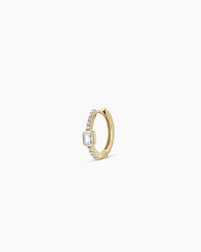 14K Lab Grown Diamond Emerald Single Huggie