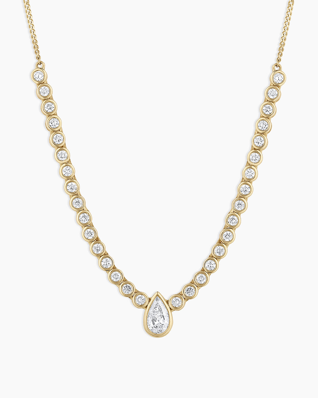 14K Lab Grown Diamond Pear Row Necklace