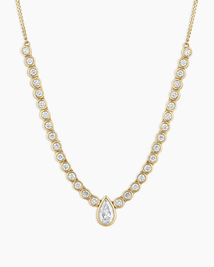 14K Lab Grown Diamond Pear Row Necklace