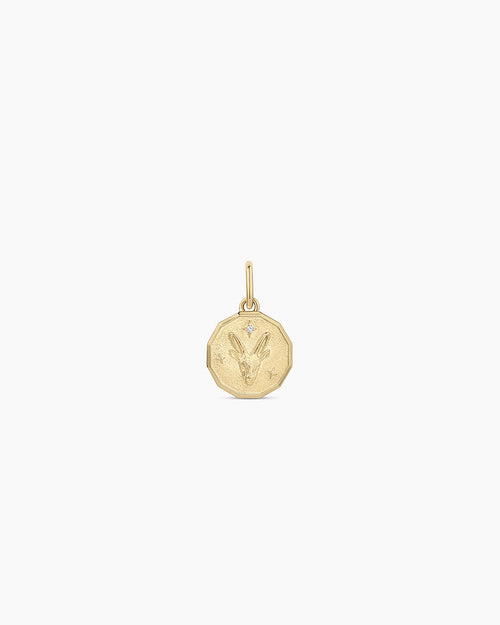 14K Diamond Zodiac Coin Charm
