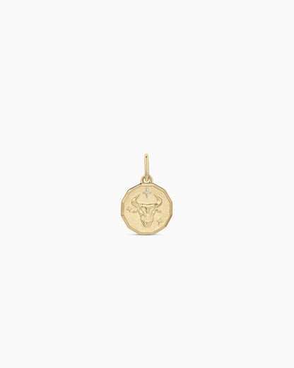 14K Diamond Zodiac Coin Charm
