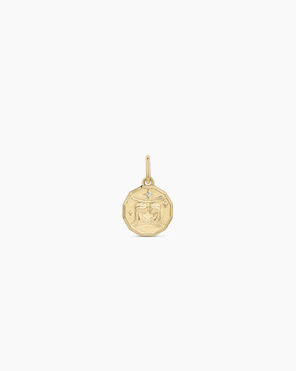 14K Diamond Zodiac Coin Charm
