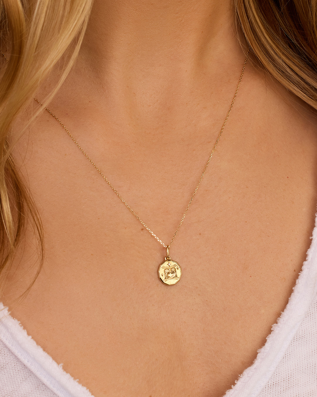 14K Diamond Zodiac Coin Charm