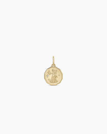14K Diamond Zodiac Coin Charm