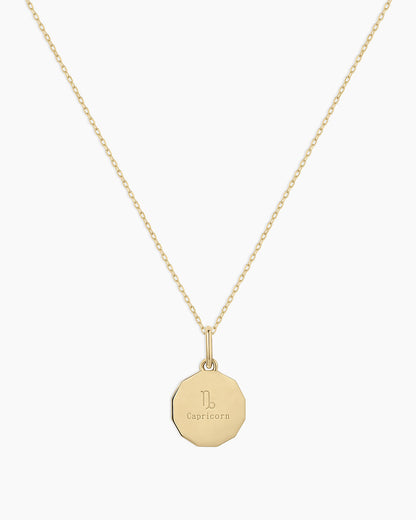 14K Diamond Zodiac Coin Charm Necklace