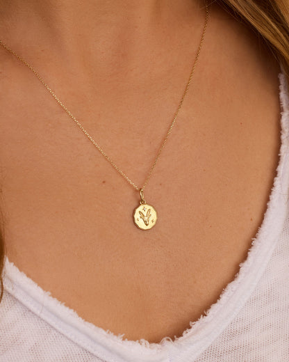 14K Diamond Zodiac Coin Charm