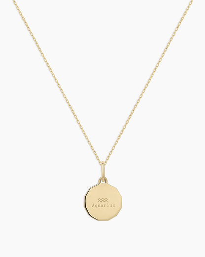 14K Diamond Zodiac Coin Charm Necklace