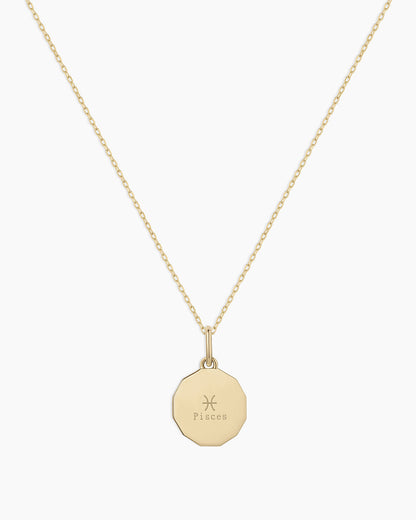 14K Diamond Zodiac Coin Charm Necklace