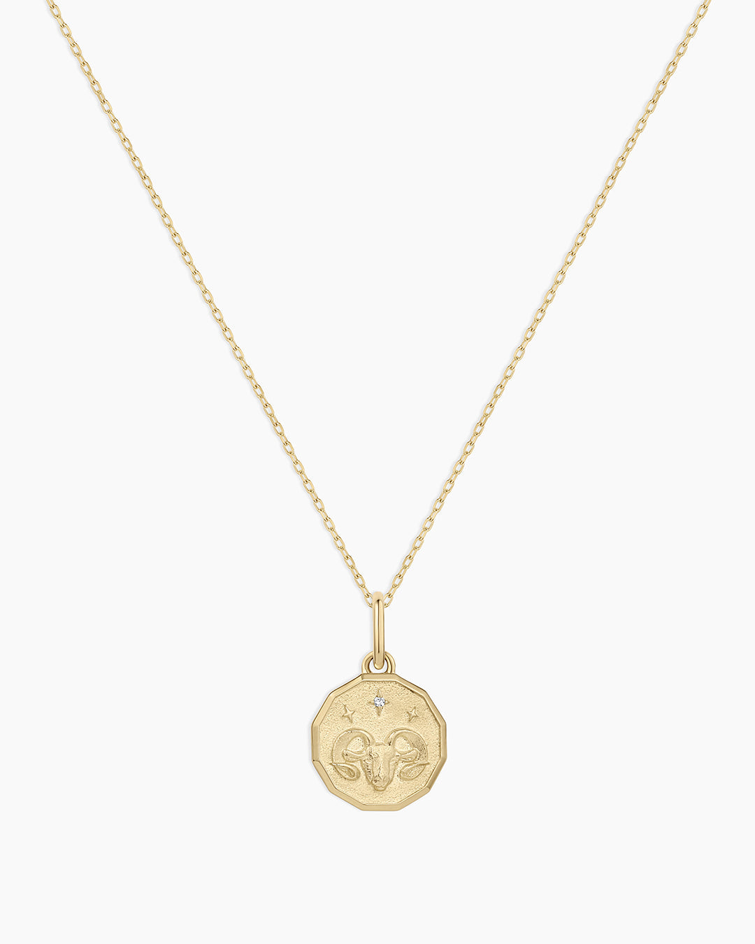 14K Diamond Zodiac Coin Charm Necklace