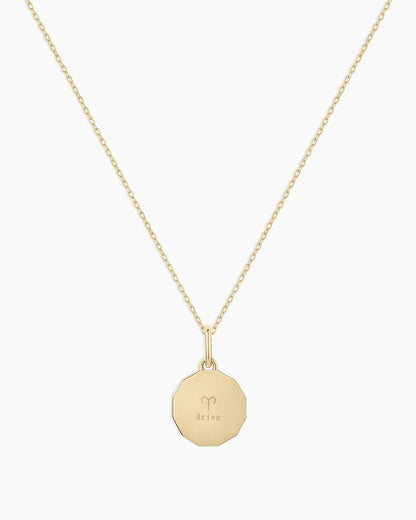 14K Diamond Zodiac Coin Charm Necklace