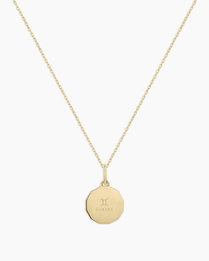 14K Diamond Zodiac Coin Charm Necklace