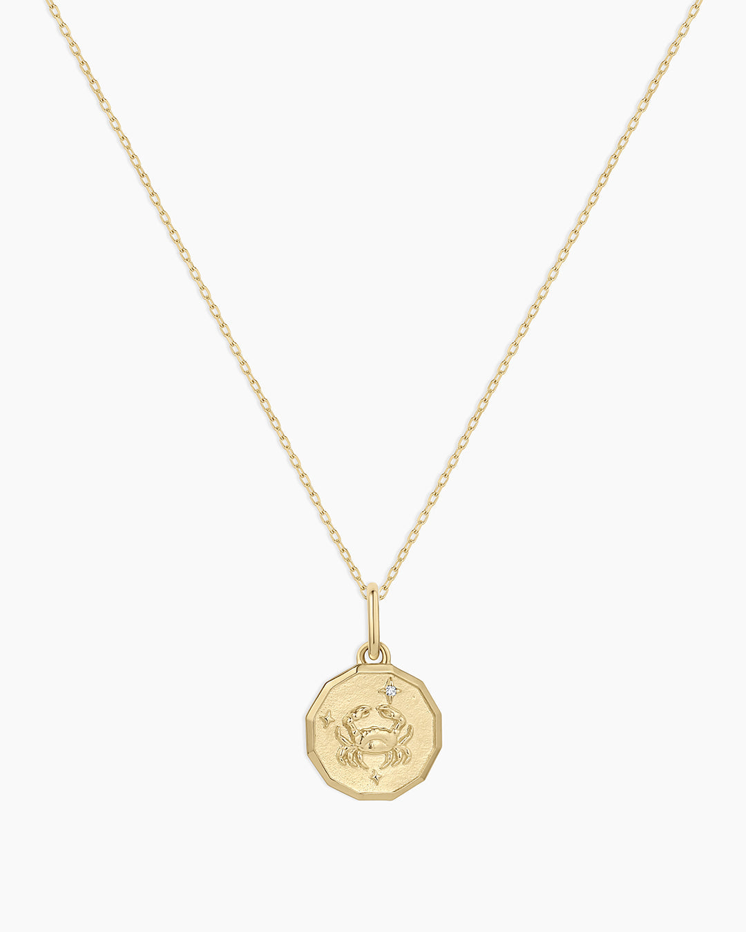 14K Diamond Zodiac Coin Charm Necklace