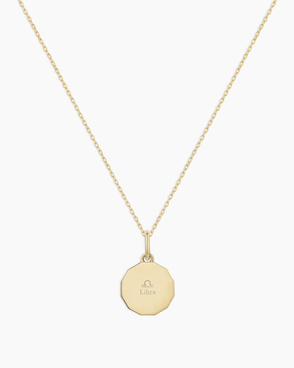 14K Diamond Zodiac Coin Charm Necklace