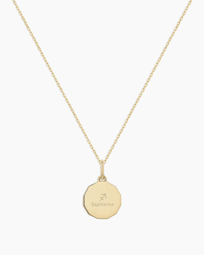 14K Diamond Zodiac Coin Charm Necklace