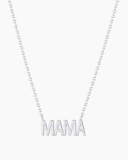 14K White Gold Mama Necklace