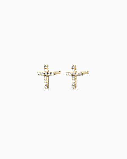14K Diamond Cross Studs