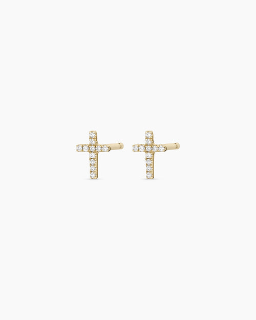 14K Diamond Cross Studs